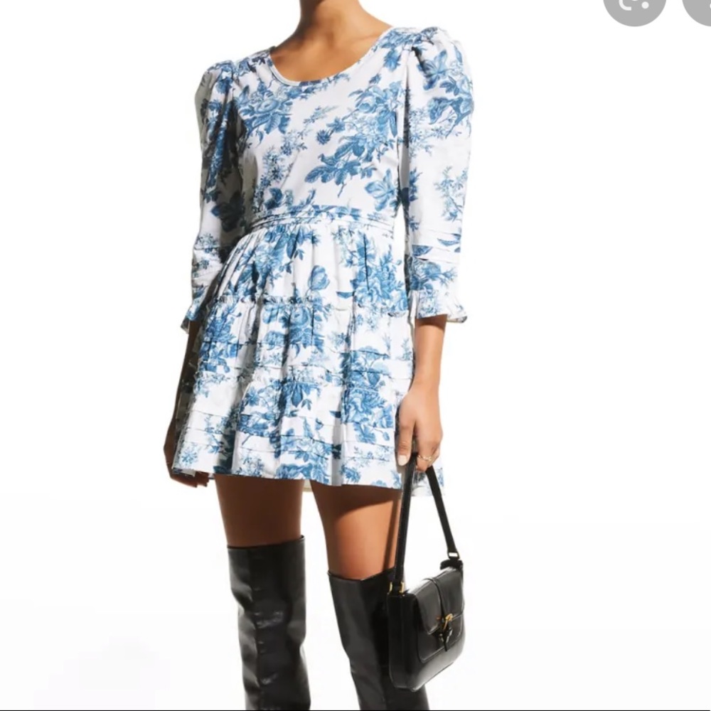 LoveShackFancy Lienzo Dress in Blue China